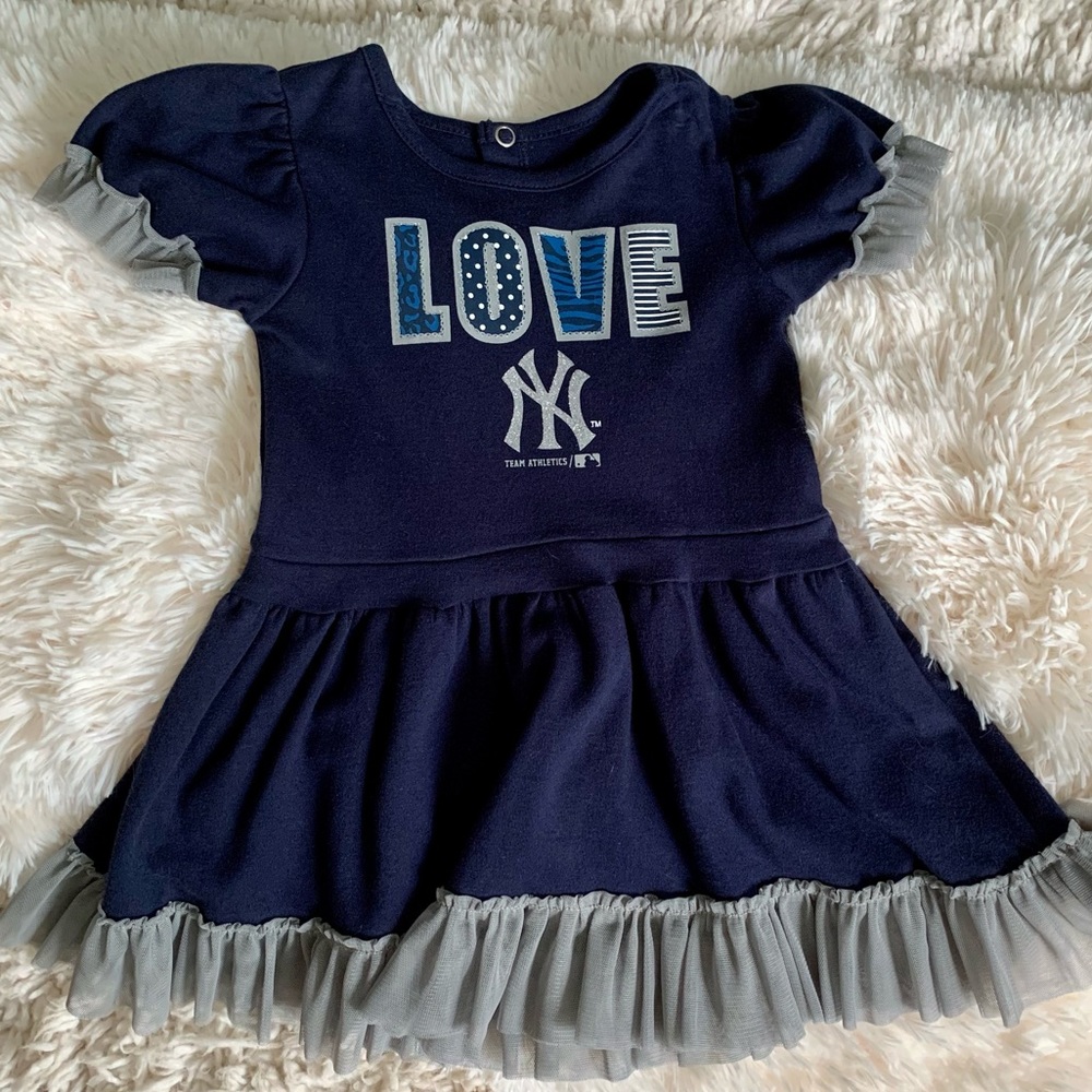 🗽NEW! Cute Girls 2T Blue Silver Grey Cheerleader NY Dress Valentine’s Day